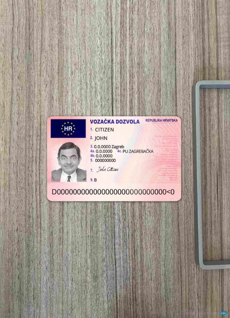 Download Croatia driving license photolook FRONT Photoshop template